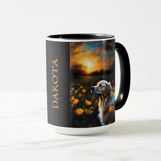 Solar Eclipse Golden Retriever Naam toevoegen Mok (Voorkant rechts)