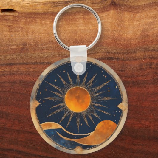 Solar Eclipse Graphic Art Tekst toevoegen Aangepas Sleutelhanger (Voorkant)