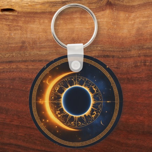 Solar Eclipse Graphic Art Tekst toevoegen Aangepas Sleutelhanger (Voorkant)