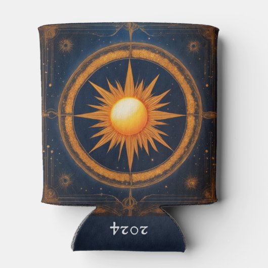 Solar Eclipse Graphic Design Naam toevoegen Blikjeskoeler (Achterkant)