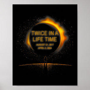 Solar Eclipse Grappig twee keer in Leven 2024 Sola Poster