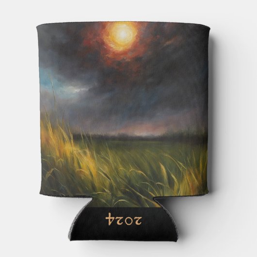 Solar Eclipse Grassland Prairie Naam toevoegen Blikjeskoeler (Achterkant)