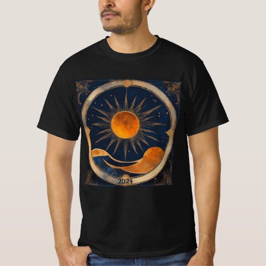 Solar Eclipse Hills 2024 of Naam toevoegen Mannen T-shirt (Voorkant)