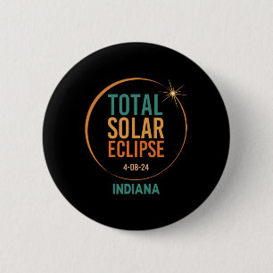 Solar Eclipse Indiana April 8 2024 Totaal Totaal Ronde Button 5,7 Cm