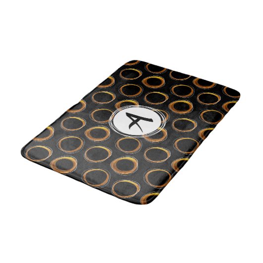 Solar Eclipse Mid-Century Modern Black & Gold Badmat (Gekanteld)