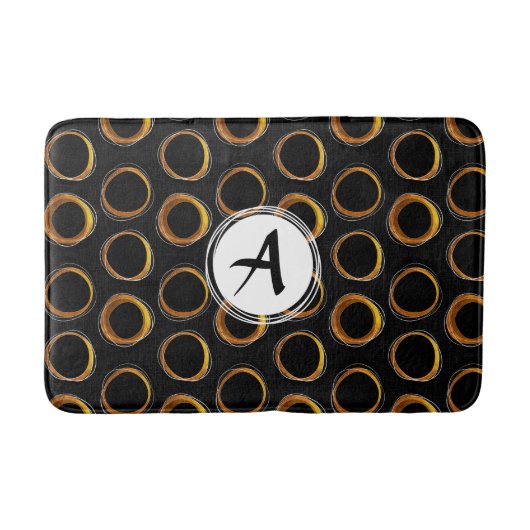 Solar Eclipse Mid-Century Modern Black & Gold Badmat (Voorkant)