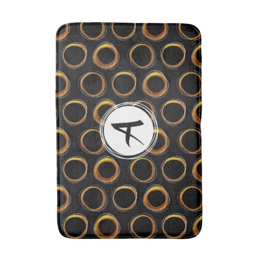 Solar Eclipse Mid-Century Modern Black & Gold Badmat (Voorkant Verticaal)