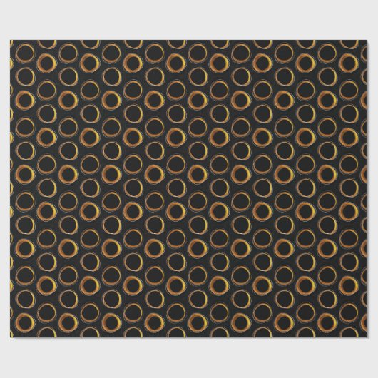 Solar Eclipse Mid-Century Modern Black & Gold Cadeaupapier (Vlak)