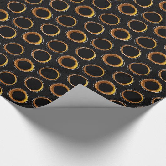 Solar Eclipse Mid-Century Modern Black & Gold Cadeaupapier (Hoek)