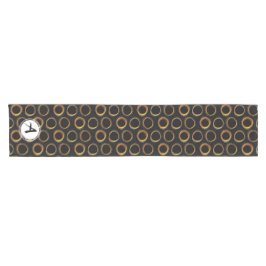 Solar Eclipse Mid-Century Modern Black & Gold Korte Tafelloper
