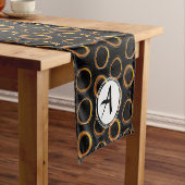 Solar Eclipse Mid-Century Modern Black & Gold Korte Tafelloper (Voorbeeld)