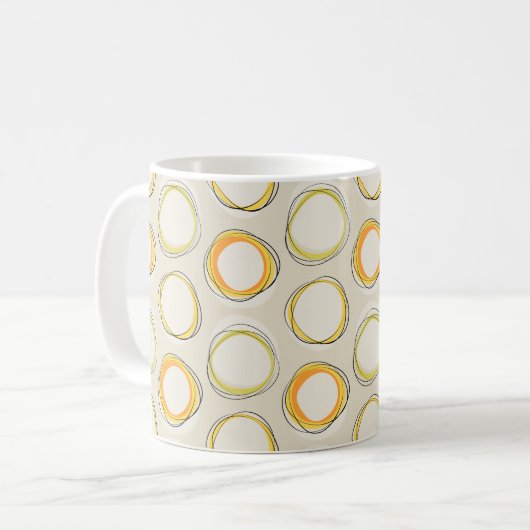 Solar Eclipse Mid-Century Modern - Black lines Koffiemok (Voorkant links)