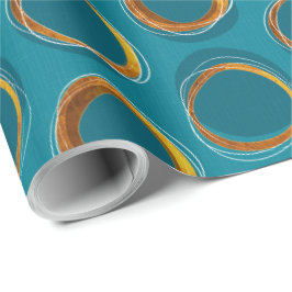 Solar Eclipse Mid-Century Modern - Blue and Gold Cadeaupapier