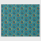 Solar Eclipse Mid-Century Modern - Blue and Gold Cadeaupapier (Vlak)