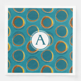 Solar Eclipse Mid-Century Modern - Blue and Gold Servet