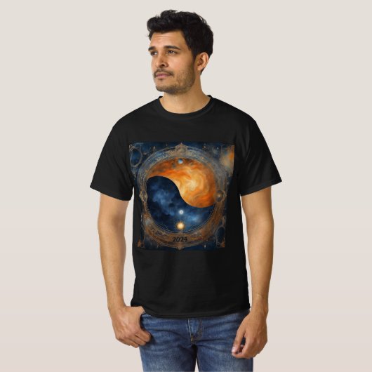 Solar Eclipse Mystical Balance 2024 Naam toevoegen T-shirt (Voorkant volledig)