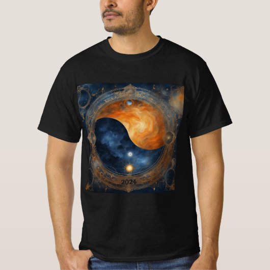 Solar Eclipse Mystical Balance 2024 Naam toevoegen T-shirt (Voorkant)