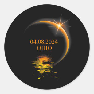 Solar Eclipse Ohio USA Totaliteit 1 Ronde Sticker