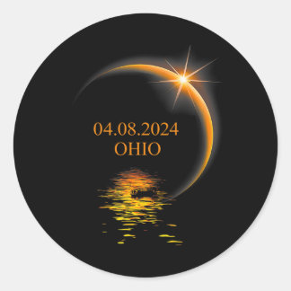 Solar Eclipse Ohio USA Totaliteit 1 Ronde Sticker