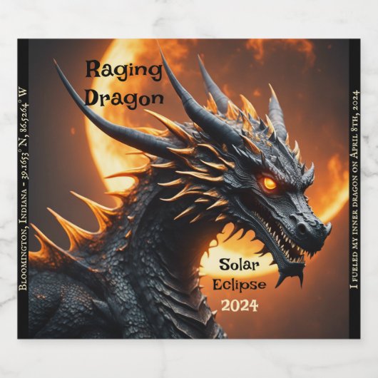 Solar Eclipse Raging Dragon Aanpassen Set van 6 Likeurfles Etiket (Enkel label)