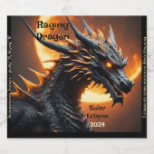 Solar Eclipse Raging Dragon Aanpassen Set van 6 Sparkling Wijnetiket (Enkel label)