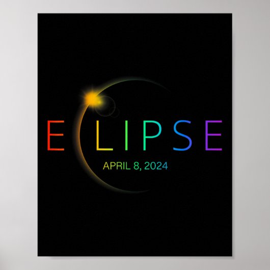 Solar Eclipse Rainbow 2024 Totale Zonsverduisterin Poster (Voorkant)