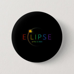 Solar Eclipse Rainbow 2024 Totale Zonsverduisterin Ronde Button 5,7 Cm