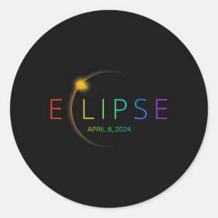 Solar Eclipse Rainbow 2024 Totale Zonsverduisterin Ronde Sticker