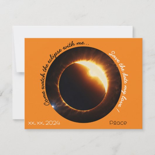 Solar Eclipse Realistisch Zwart sinaasappel Wit Feestdagenkaart (Voorkant)