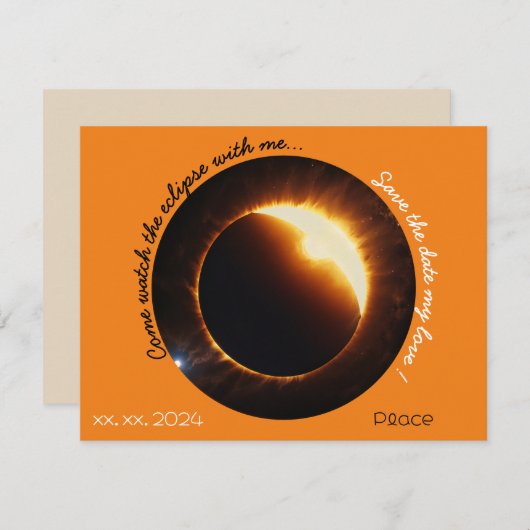 Solar Eclipse Realistisch Zwart sinaasappel Wit Feestdagenkaart (Voorkant / Achterkant)