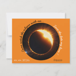 Solar Eclipse Realistisch Zwart sinaasappel Wit Feestdagenkaart