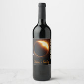 Solar Eclipse Realistische Sun bewerkbare tekst Wijn Etiket (Voorkant)