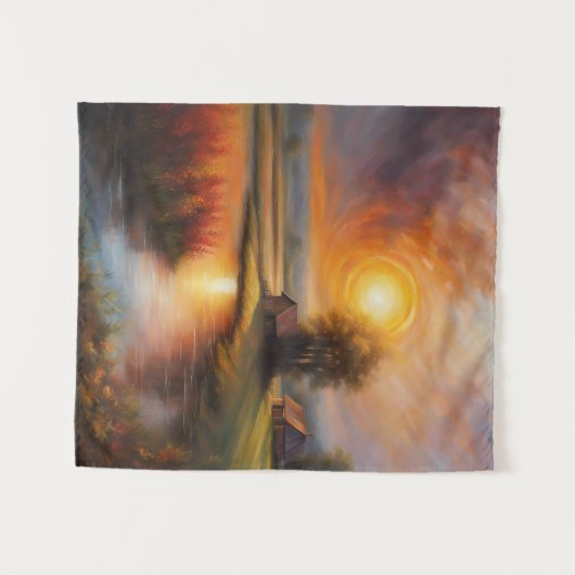 Solar Eclipse Spring Creek op een Boerderij Wandkleed (Voorkant (horizontaal))