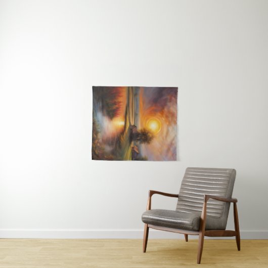 Solar Eclipse Spring Creek op een Boerderij Wandkleed (In Situ (horizontaal))