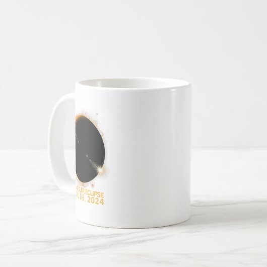 Solar Eclipse T-shirt 2024 Totale Zonsverduisterin Koffiemok (Voorkant links)
