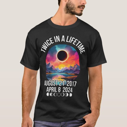 Solar Eclipse T-shirt twee keer in een leven april (Voorkant)