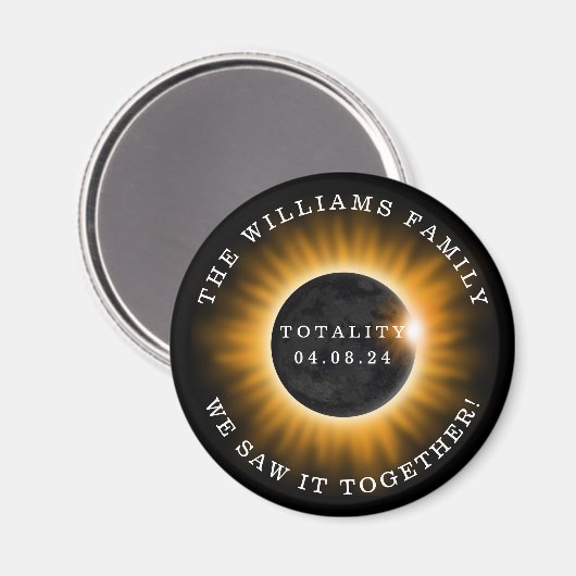 Solar Eclipse Totality 2024 Gepersonaliseerde Fami Magneet (Voorkant / Achterkant)