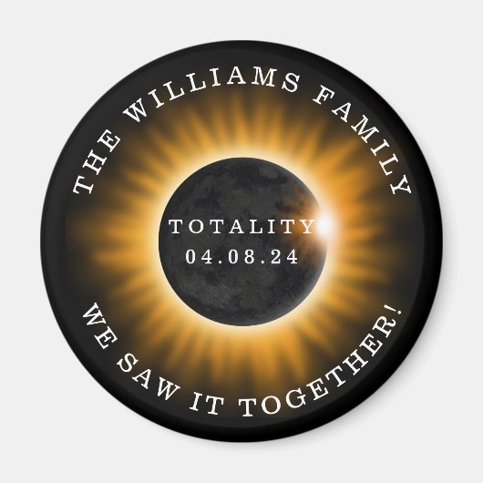 Solar Eclipse Totality 2024 Gepersonaliseerde Fami Magneet (Voorkant)