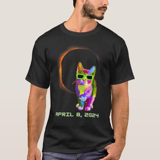 Solar Eclipse TShirt Cat Wearing Solar Eclipse Gla (Voorkant)