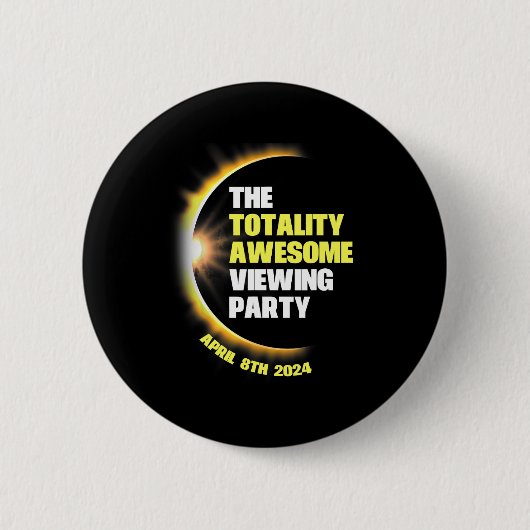 Solar Eclipse Viewing Party 2024 Totaal Solar Ecli Ronde Button 5,7 Cm (Voorkant)