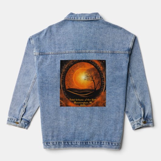 Solar Eclipse Voeg Aangepaste Tekst 2024 Sinaasapp Denim Jacket (Achterkant)