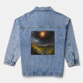 Solar Eclipse Voeg aangepaste tekst Dark Sky 2024 Denim Jacket (Achterkant)