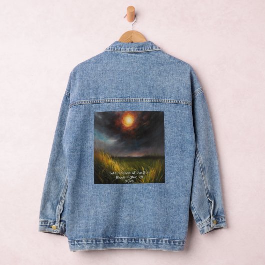 Solar Eclipse Voeg aangepaste tekst Dark Sky 2024 Denim Jacket (Hangar)