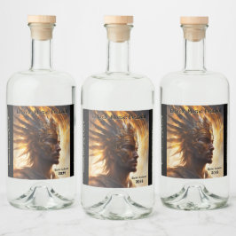 Solar Eclipse Warrior King Aanpassen Set van 6 Likeurfles Etiket