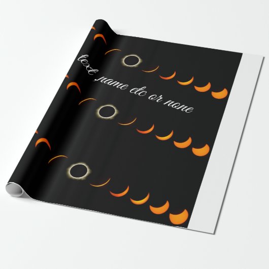 Solar Eclipse Wrapping Papier Zwart sinaasappel (Uitgerold)