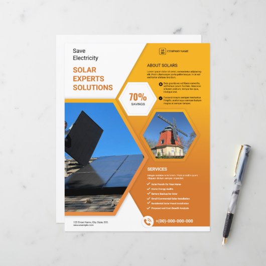 Solar Expert Flyer Sjabloon (Voorkant / Achterkant in situ)