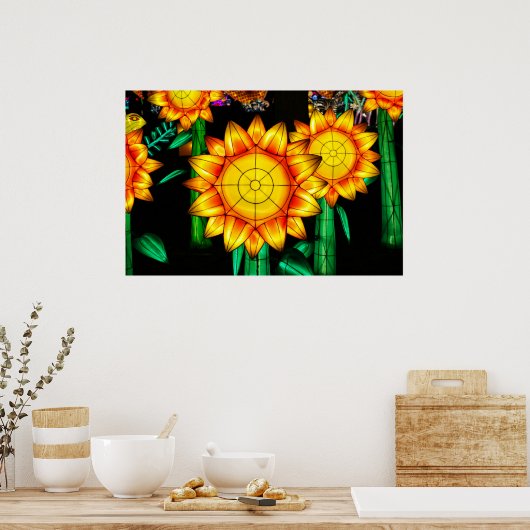 Solar Flare Sunflowers Poster (Keuken)