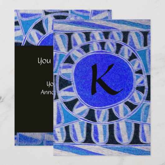 SOLAR GOLD MONOGRAM, heldere blauwe turquase zwart Kaart (Voorkant / Achterkant)