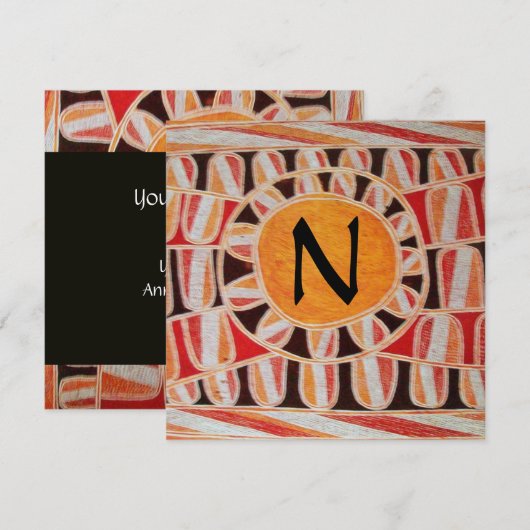 SOLAR GOLD MONOGRAM, heldergeel oranje zwart Kaart (Voorkant / Achterkant)