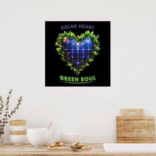 Solar Heart Green Soul – Solarpunk Art Print (Keuken)